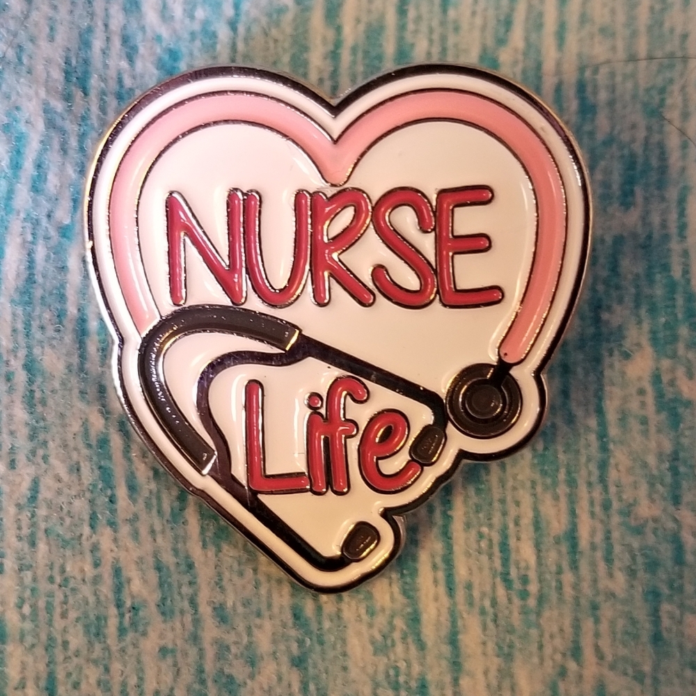 NWT Nurse Life Stethoscope Heart Pin White Red